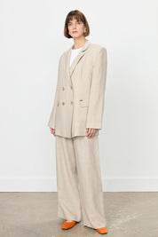 Keten Blazer Ceket - Bej