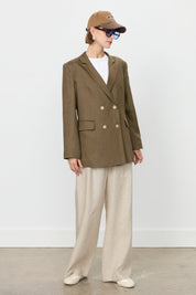 Keten Blazer Ceket - Haki