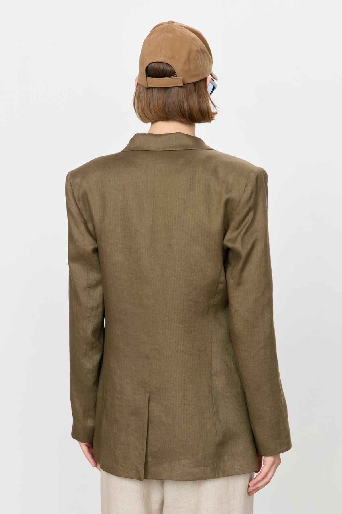 Keten Blazer Ceket - Haki