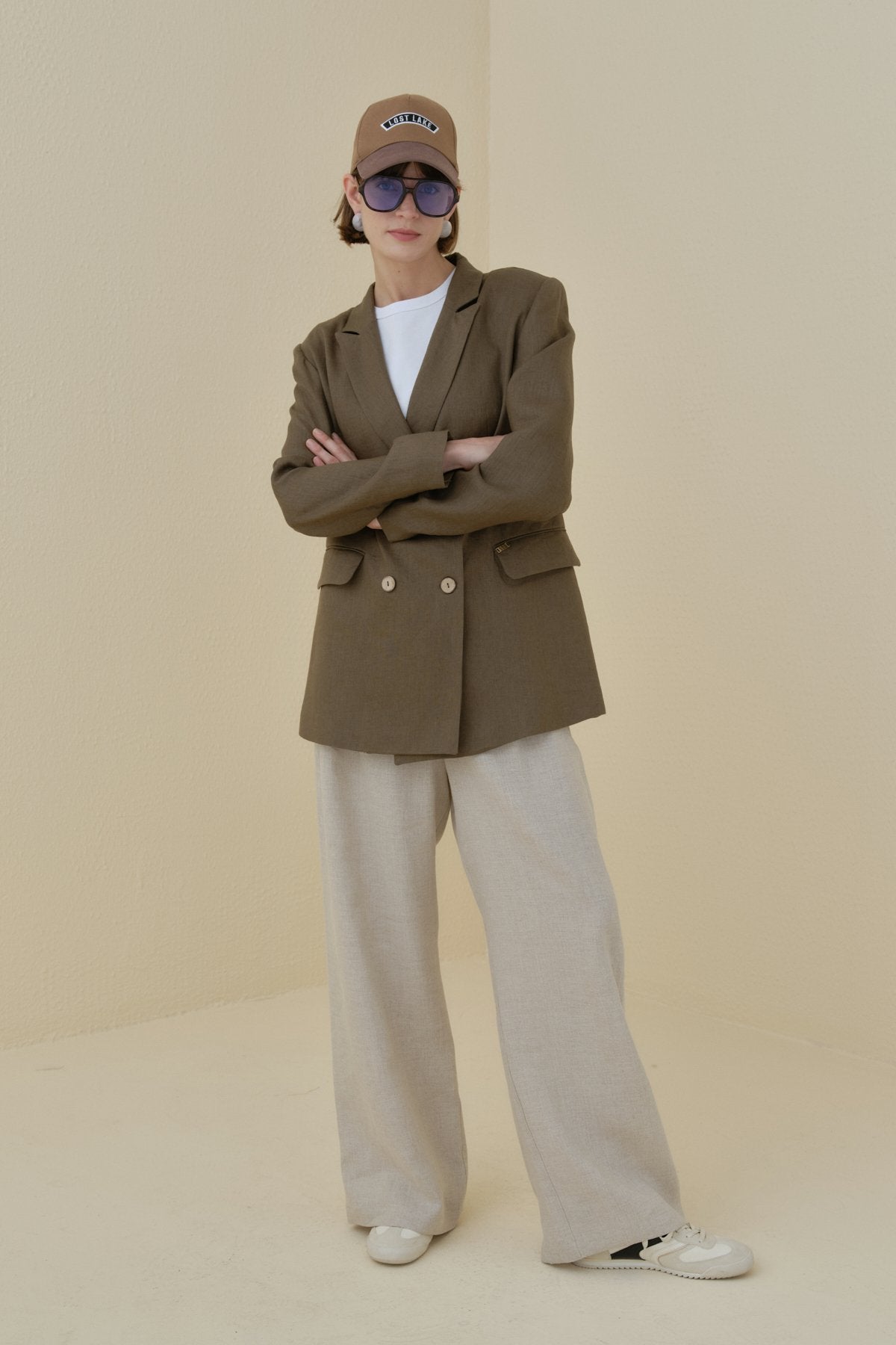 Keten Blazer Ceket - İndigo