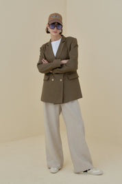 Keten Blazer Ceket - İndigo