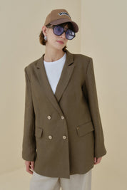 Keten Blazer Ceket - İndigo