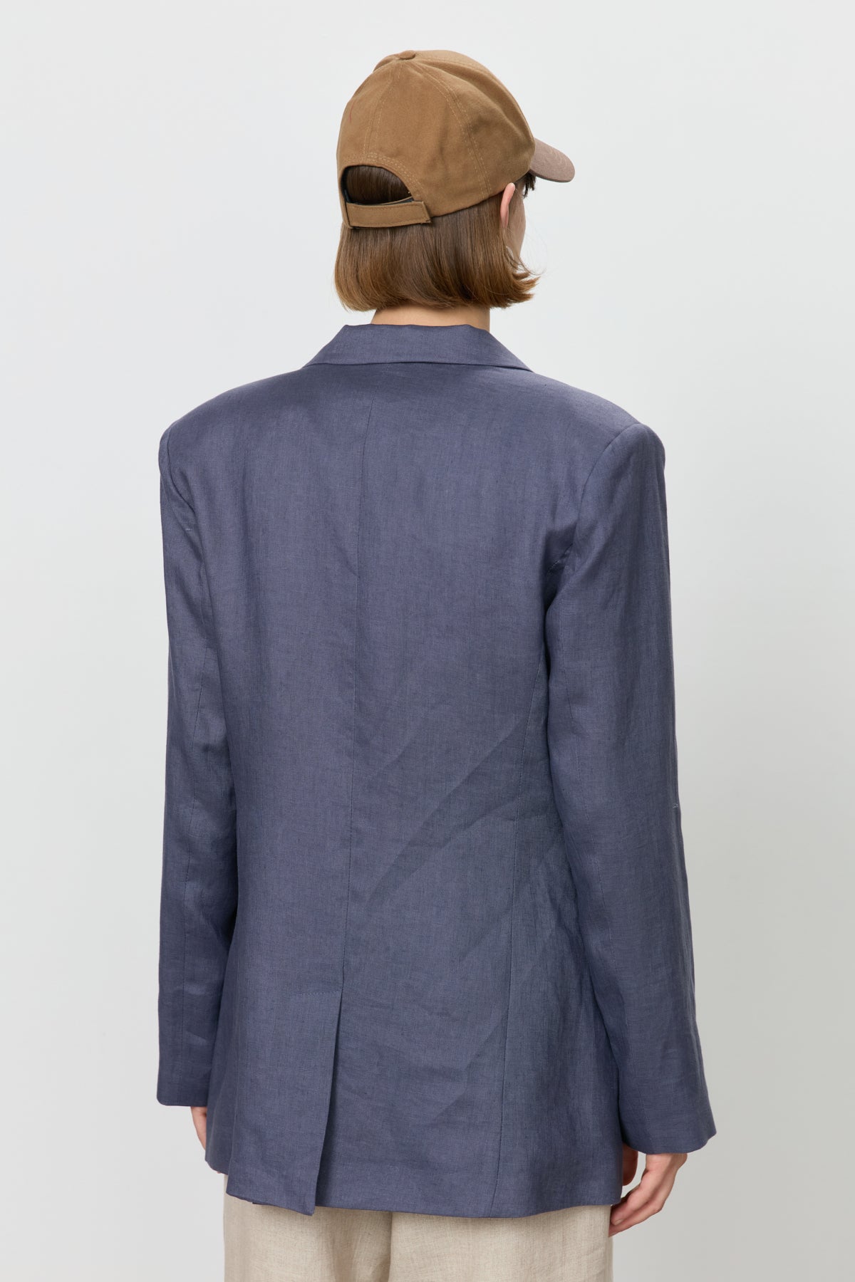 Keten Blazer Ceket - İndigo