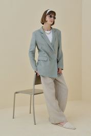 Keten Blazer Ceket - Mint