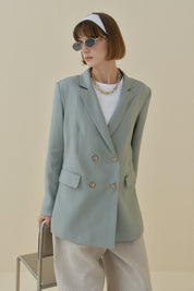 Keten Blazer Ceket - Mint