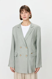 Keten Blazer Ceket - Mint