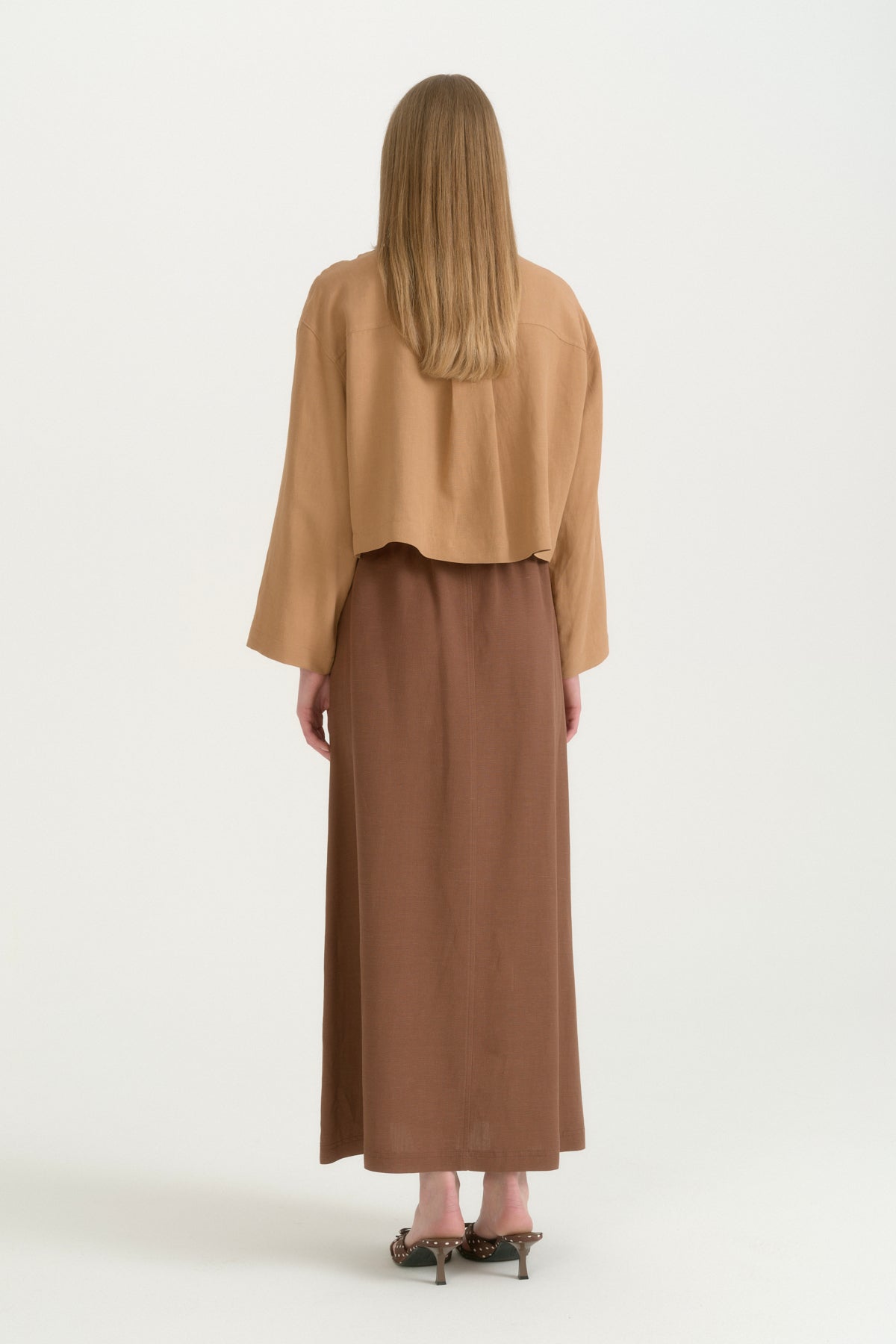 Linen Crop Shirt - Camel
