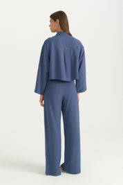 Linen Crop Shirt - Indigo