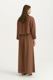 Linen Crop Shirt - Coffee
