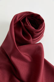 Keten Efektli Natural Lyocell Eşarp - Bordo
