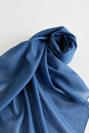 Linen Effect Natural Lyocell Scarf - Indigo