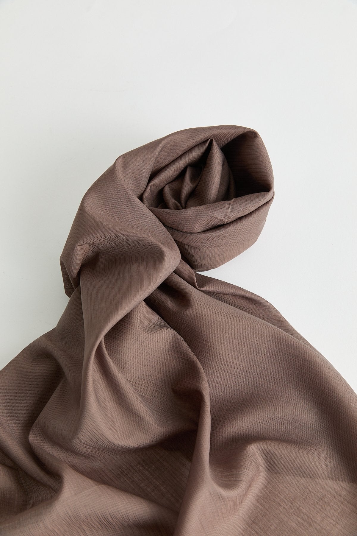 Linen-Effect Natural Lyocell Scarf - Brown
