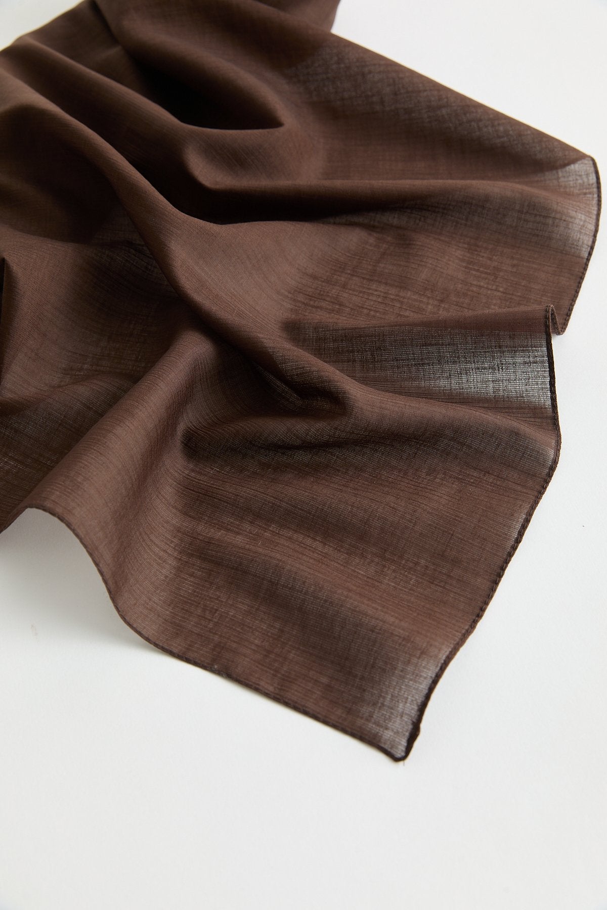 Linen Effect Natural Lyocell Scarf - Dark Brown