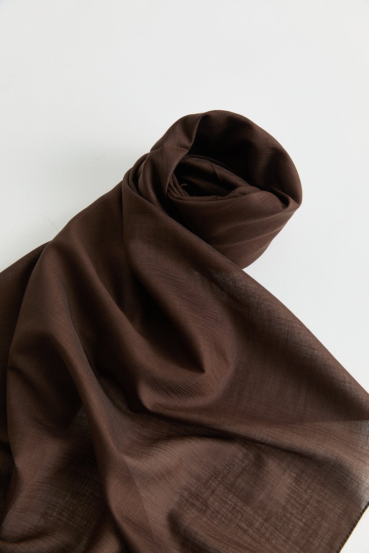 Linen Effect Natural Lyocell Scarf - Dark Brown