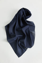 Linen-Effect Natural Lyocell Scarf - Navy Blue