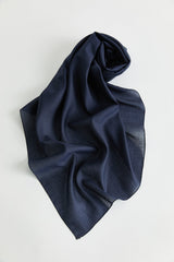 Linen-Effect Natural Lyocell Scarf - Navy Blue
