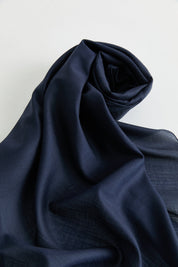 Linen-Effect Natural Lyocell Scarf - Navy Blue