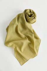 Linen-Look Natural Lyocell Scarf - Olive