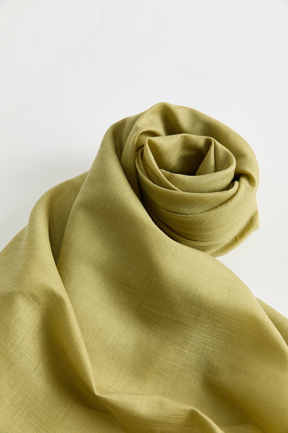 Linen-Look Natural Lyocell Scarf - Olive