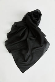 Linen Effect Natural Lyocell Scarf - Black