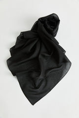 Linen Effect Natural Lyocell Scarf - Black