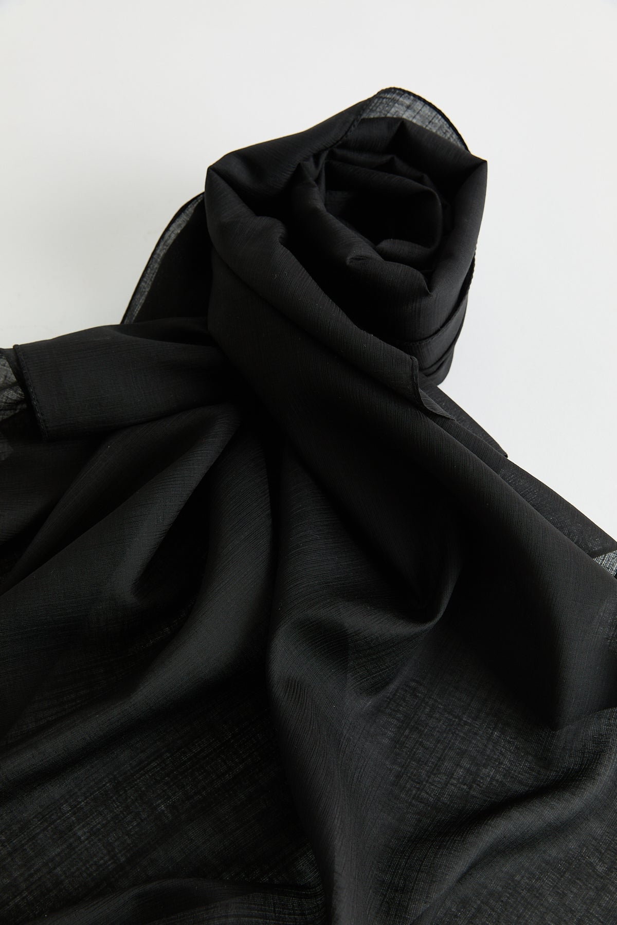 Linen Effect Natural Lyocell Scarf - Black