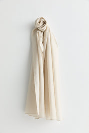 Linen-Look Natural Lyocell Shawl - Ecru