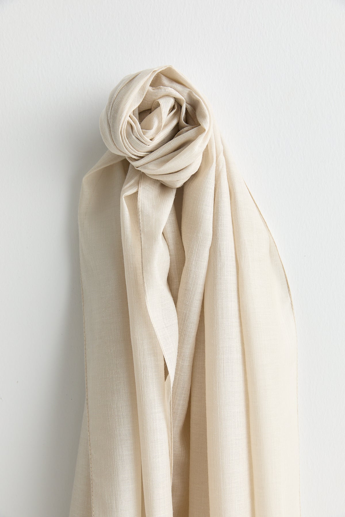 Linen-Look Natural Lyocell Shawl - Ecru