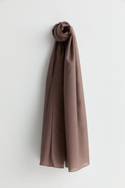 Linen-Effect Natural Lyocell Shawl - Coffee