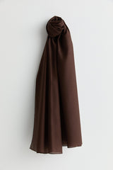 Linen Effect Natural Lyocell Shawl - Dark Brown