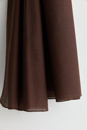 Linen Effect Natural Lyocell Shawl - Dark Brown
