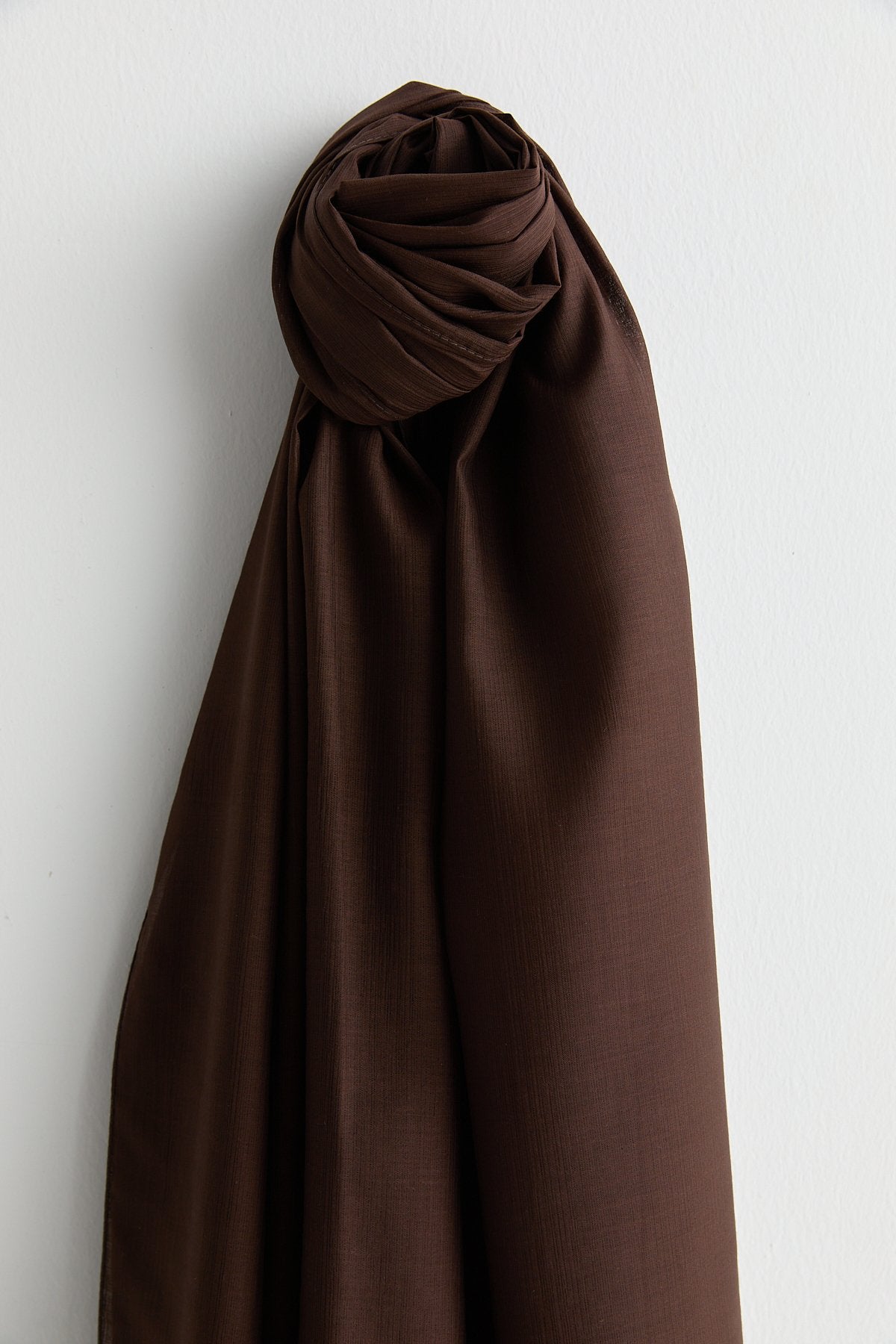 Linen Effect Natural Lyocell Shawl - Dark Brown