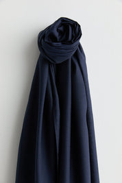 Linen-Effect Natural Lyocell Shawl - Navy Blue