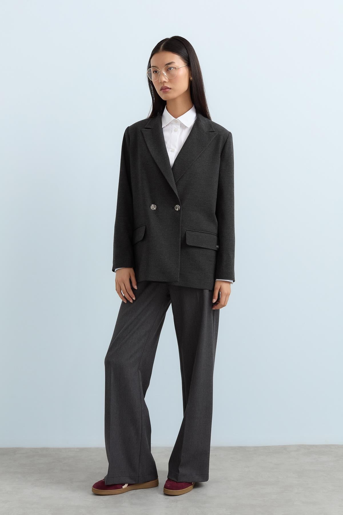 Sword Collar Blazer Jacket - Dark Gray