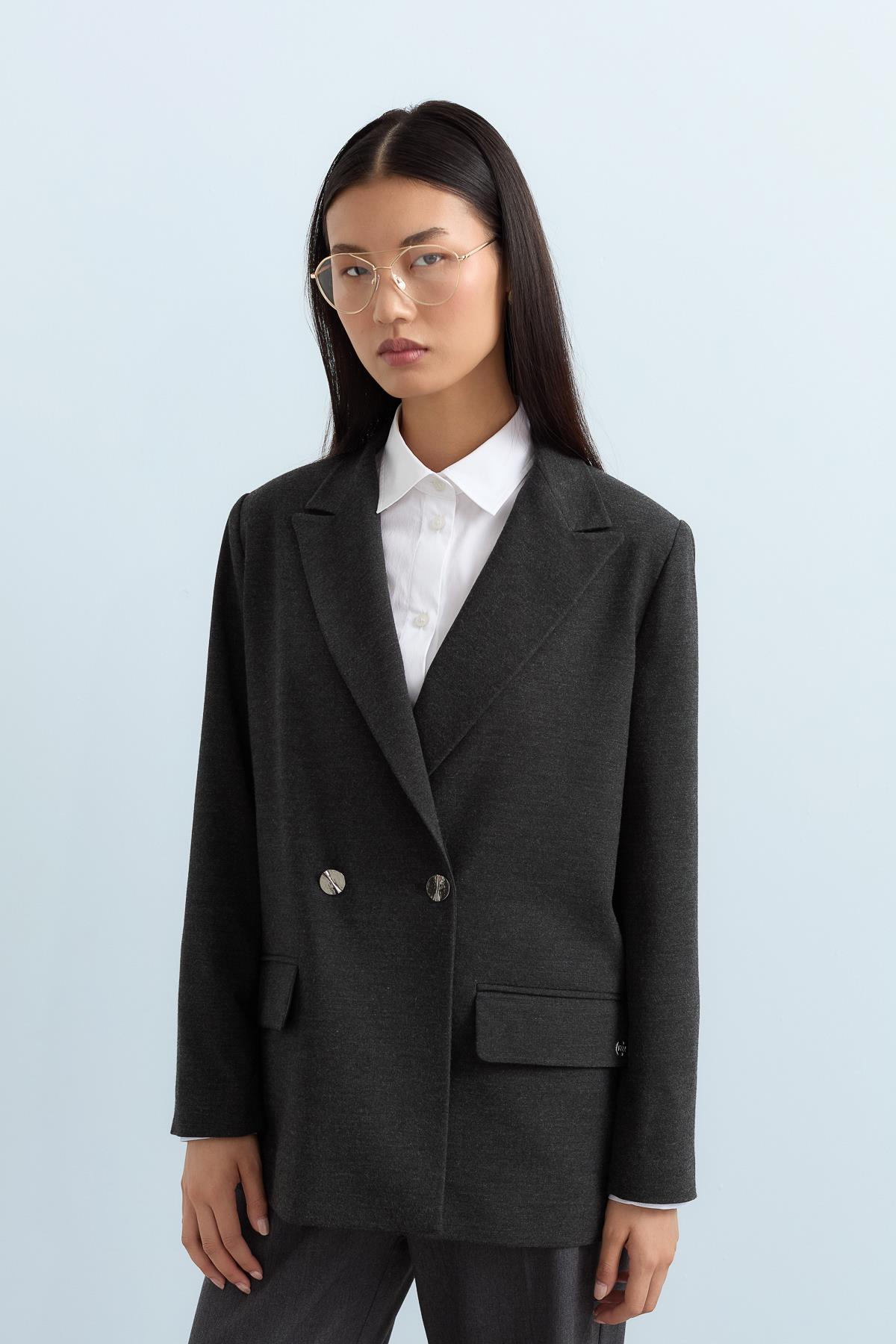 Sword Collar Blazer Jacket - Dark Gray