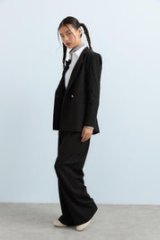 Kılıç Yaka Çizgili Blazer Ceket - Siyah