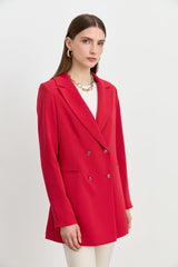 Kırlangıç Yaka Blazer Ceket - Bordo