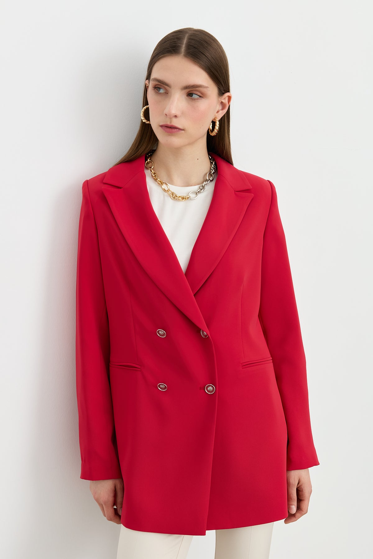 Kırlangıç Yaka Blazer Ceket - Bordo