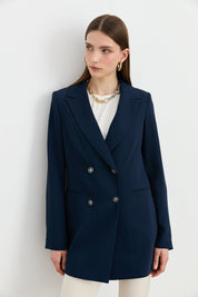 Kırlangıç Yaka Blazer Ceket - Lacivert
