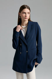 Kırlangıç Yaka Blazer Ceket - Lacivert