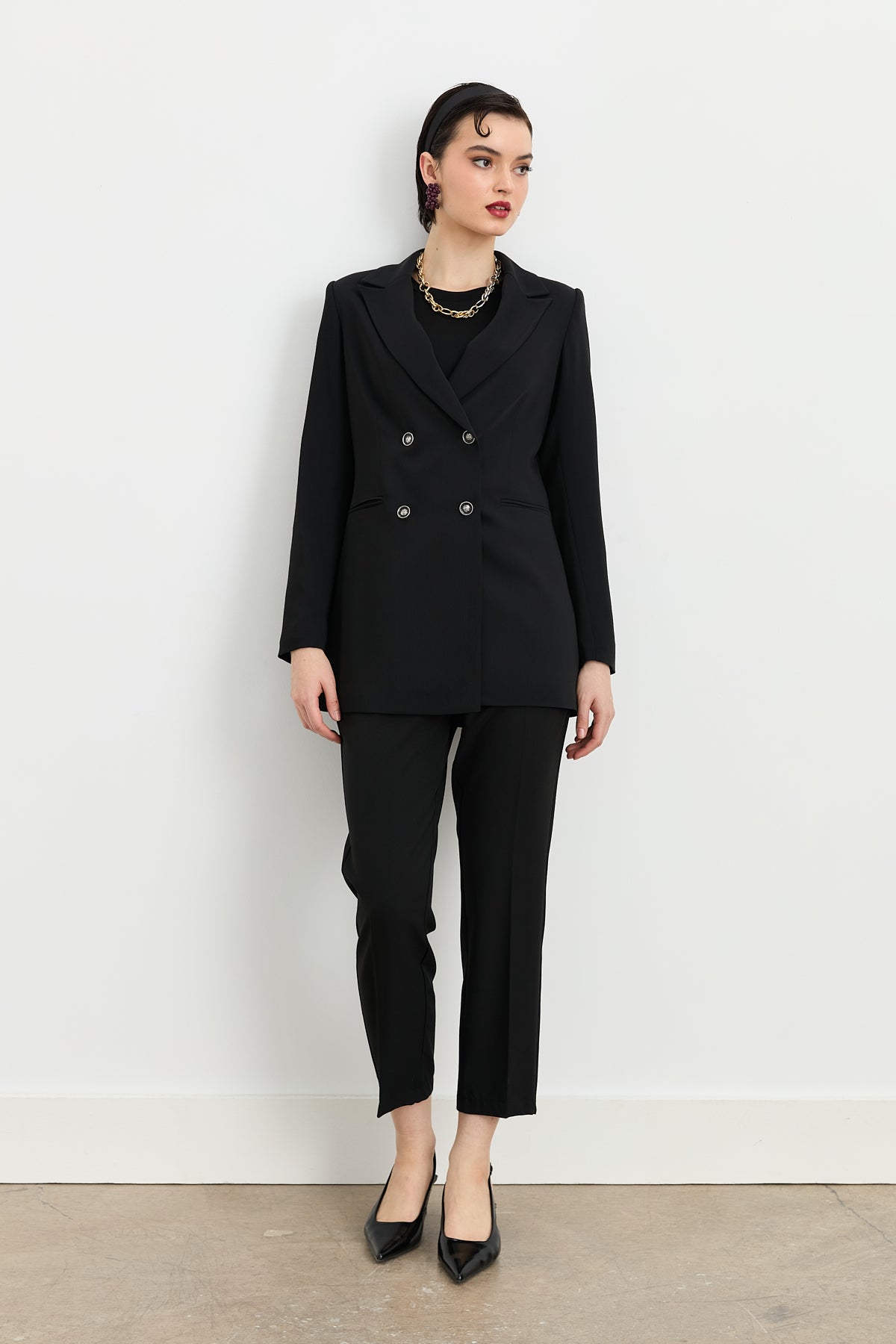Kırlangıç Yaka Blazer Ceket - Siyah