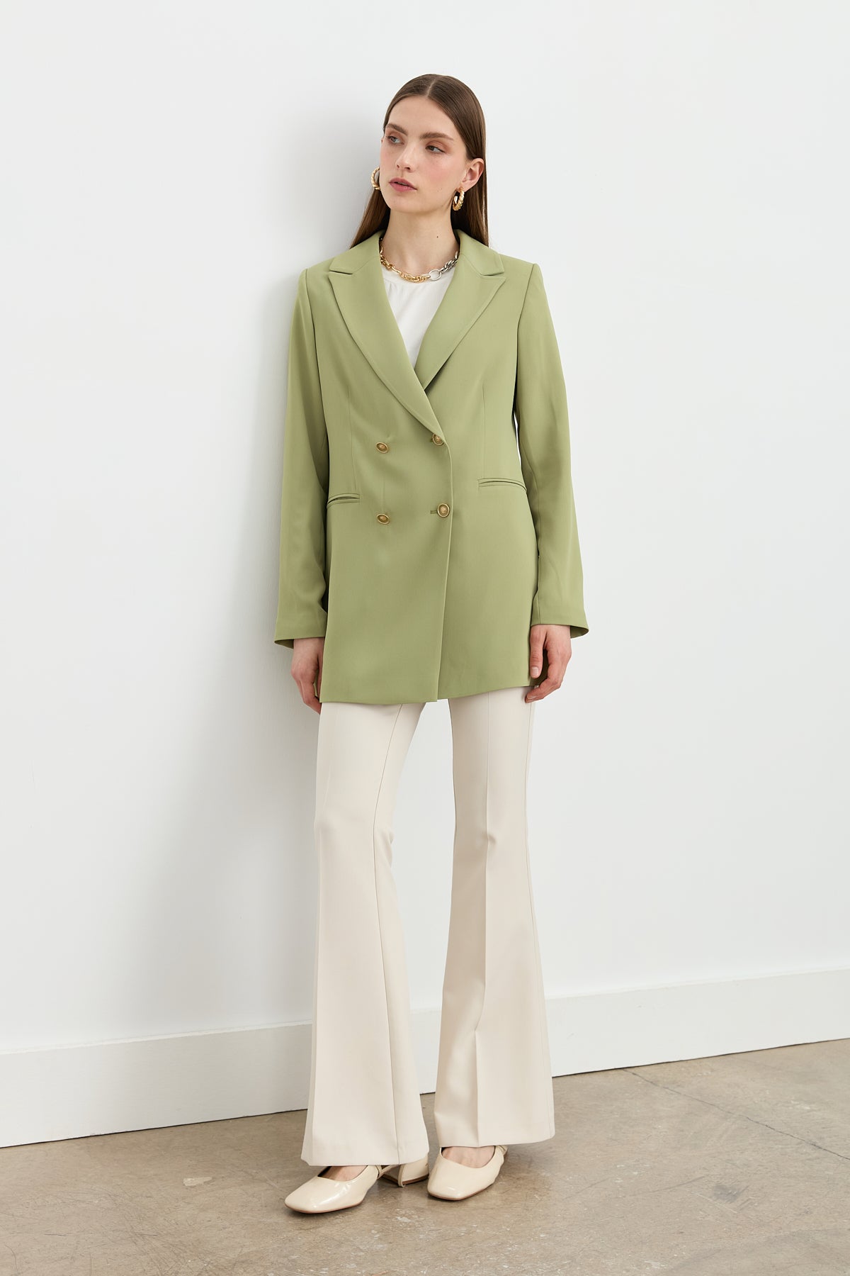 Kırlangıç Yaka Blazer Ceket - Yeşil