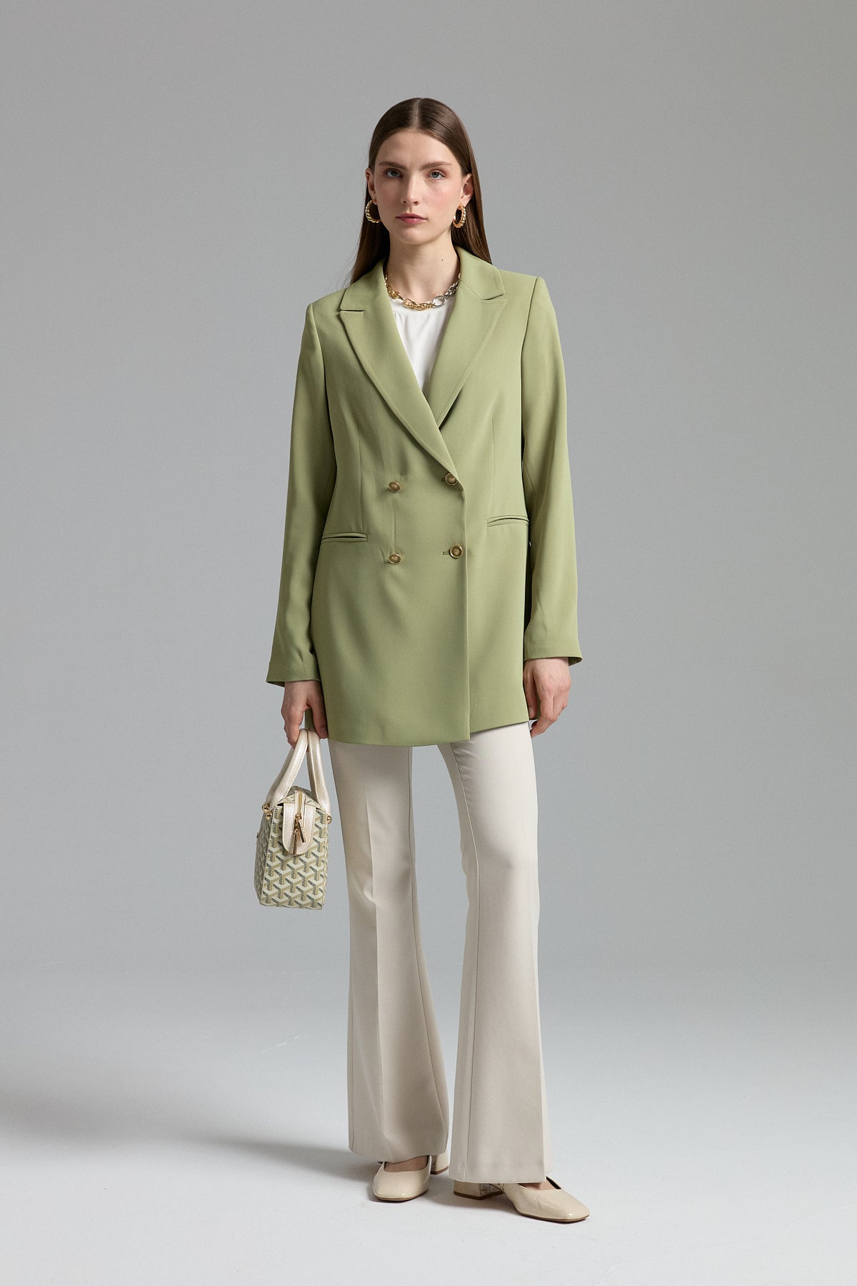 Kırlangıç Yaka Blazer Ceket - Yeşil