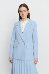 Swallow Lapel Double-Breasted Jacket - Light Blue