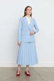 Swallow Lapel Double-Breasted Jacket - Light Blue