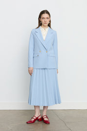Swallow Lapel Double-Breasted Jacket - Light Blue
