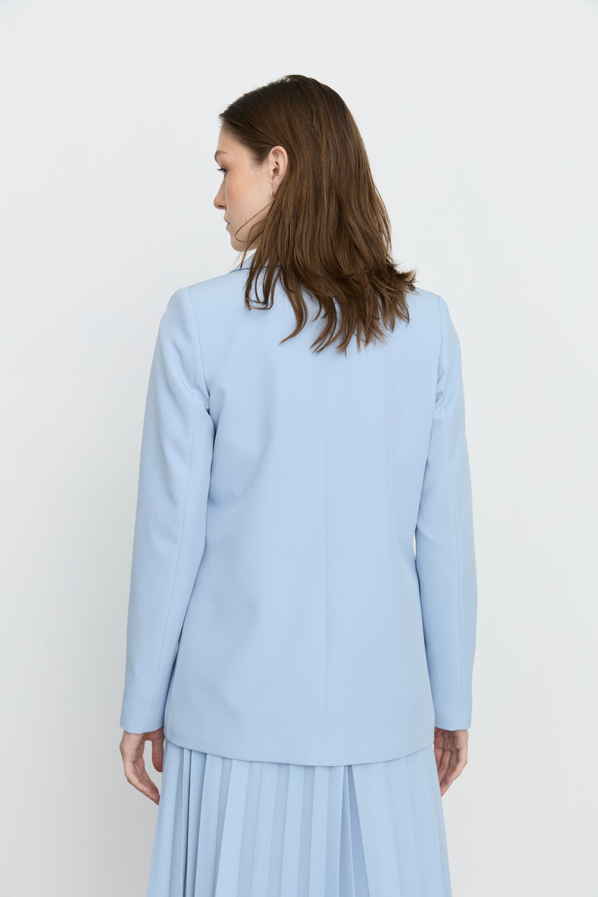 Swallow Lapel Double-Breasted Jacket - Light Blue