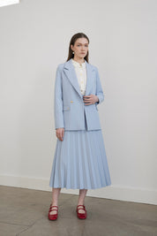 Swallow Lapel Double-Breasted Jacket - Light Blue