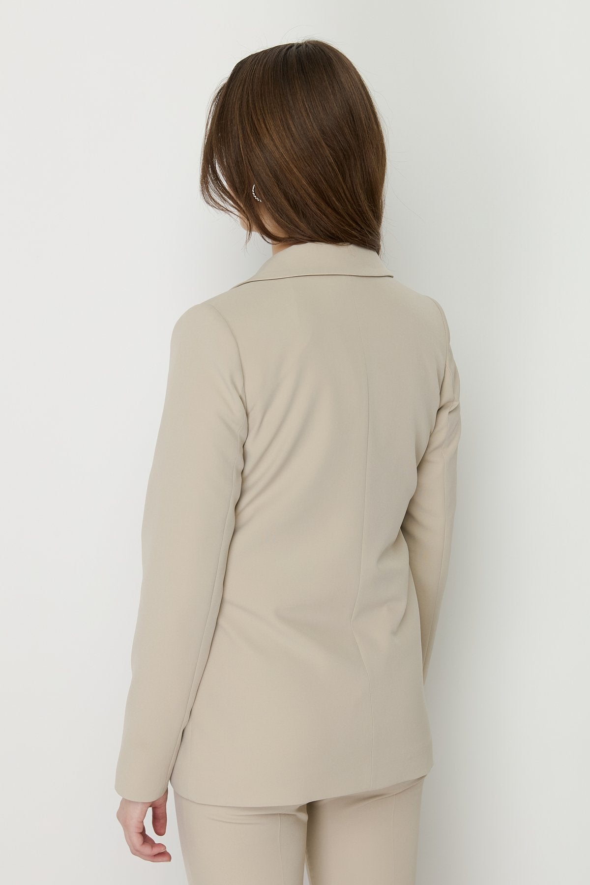 Notch Lapel Double-Breasted Jacket - Stone