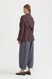 Kısa Bağlamalı Lyocell Kimono - Kahve
